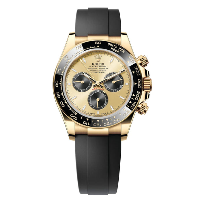 Rolex Cosmograph Daytona 40mm Yellow Gold Ceramic Bezel Champagne and Black "YML/Pikachu" Dial Oysterflex New 2025 - 126518LN