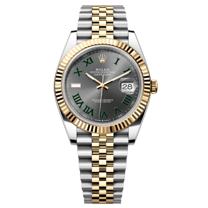 Rolex Datejust 41mm Two-Tone Yellow Gold Fluted Bezel "Wimbledon" Dial Jubilee New 2025 - 126333