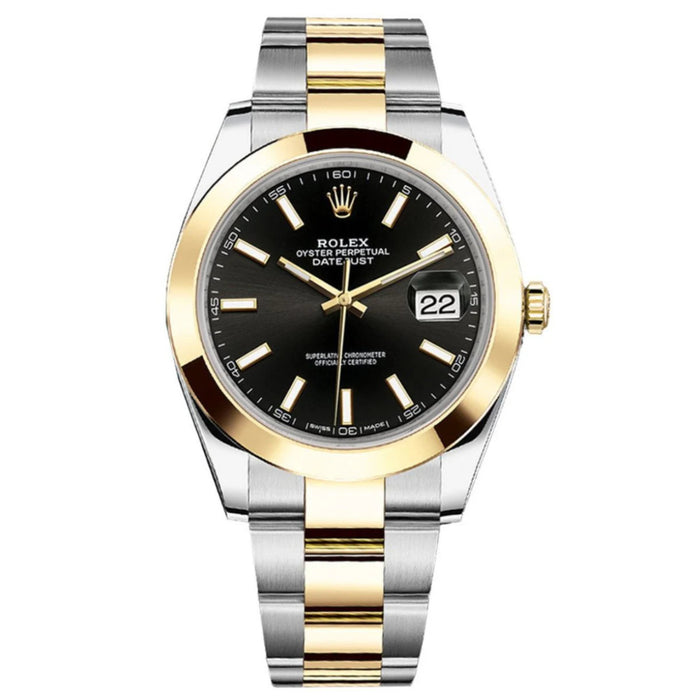 Rolex Datejust Two-Tone Yellow Gold Smooth Bezel Black Index Dial New 2025 - 126303