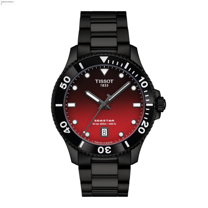 Tissot Seastar 1000 Quartz 40mm Graded Red Black Men's Watch T1204103342100