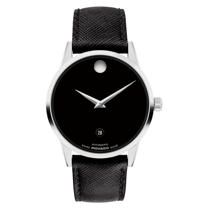 Movado Museum Classic Automatic Black Dial Leather Unisex's Watch 0608024