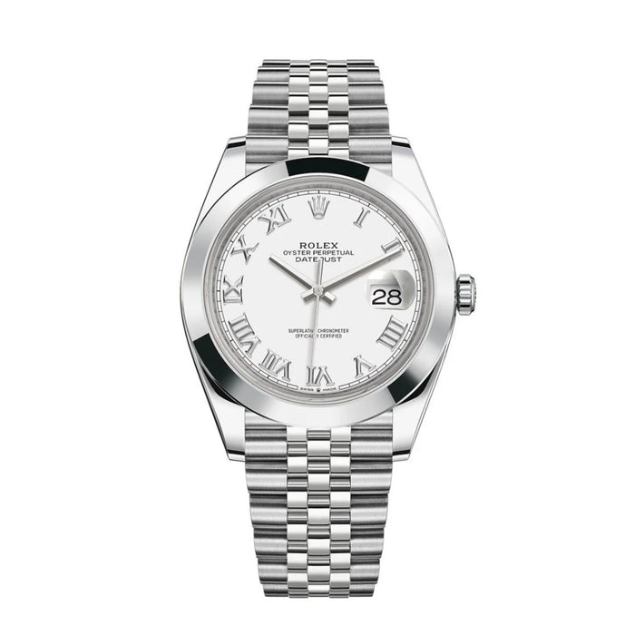 Rolex Datejust 41mm Smooth Bezel White Roman Dial Jubilee New 2025- 126300