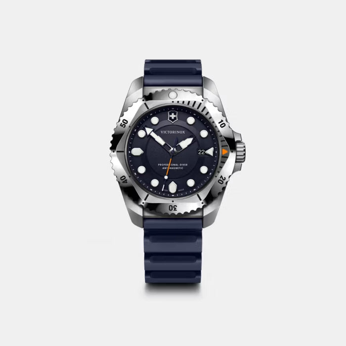 Victorinox Dive Pro Quartz Black Matt Dial With Blue Rubber Strap Men's Watch 241991