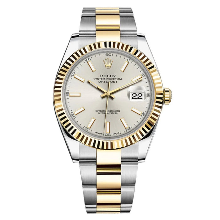 Rolex Datejust 41mm Two-Tone Yellow Gold Fluted Bezel Silver Index Dial Oyster New 2025- 126333