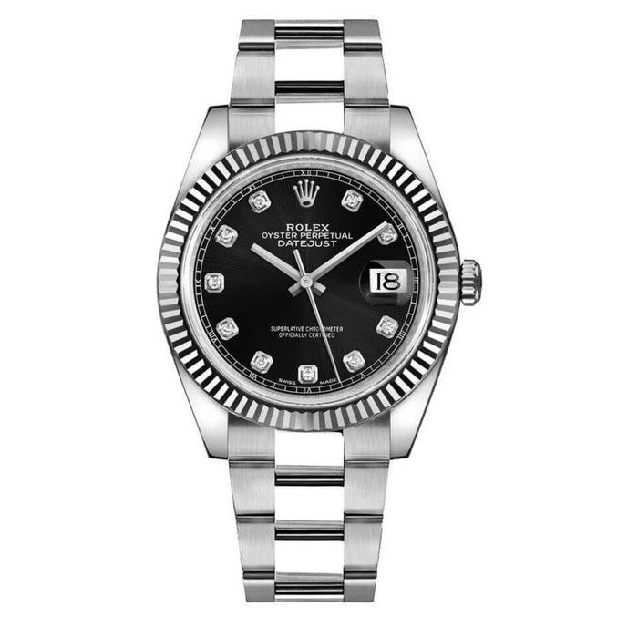 Rolex Datejust 41mm Fluted Bezel Black Diamond Dial Oyster New 2025 - 126334