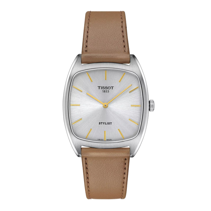 TISSOT Stylist 32MM Square Dial Leather Women Watch T1599091603100