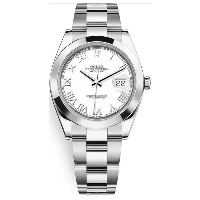 Rolex Datejust 41mm Smooth Bezel White Roman Oyster New 2025- 126300