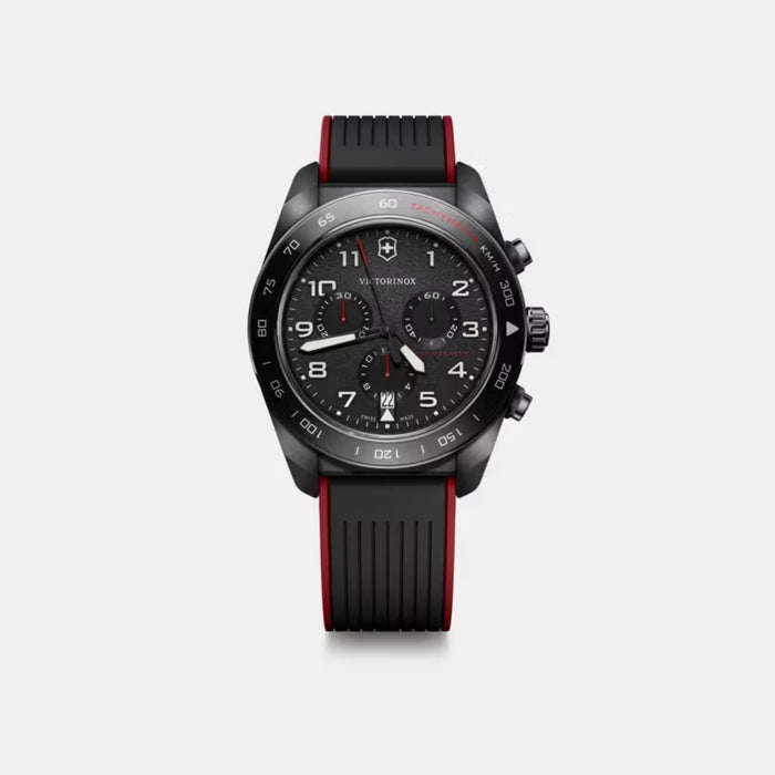 Victorinox Swiss Army Chronograph Black Matt Dial Rubber Men's Watch 242051