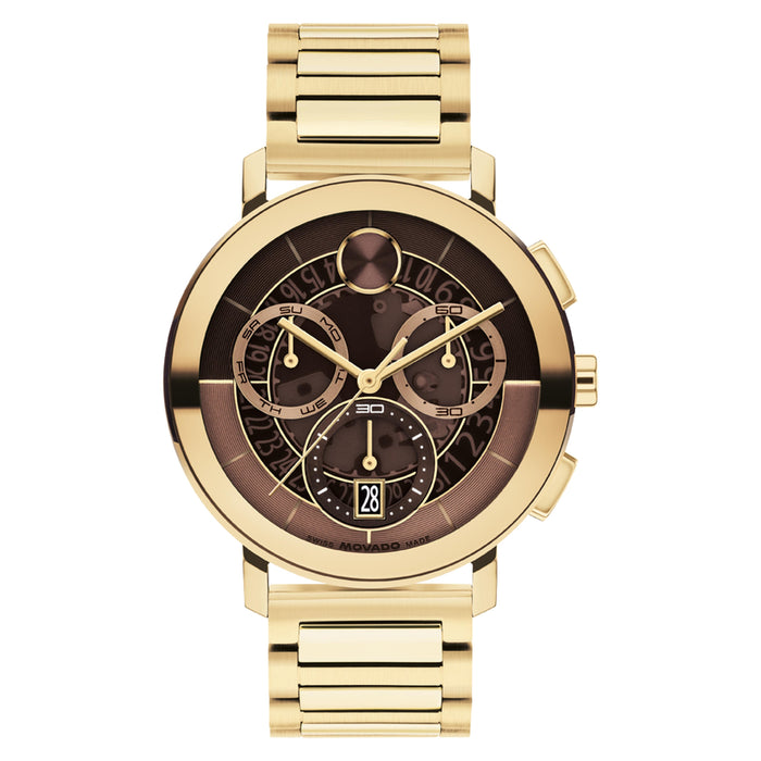 Movado Bold Evolution 2.0 Brown Dial Light Gold Bracelet Men's Watch 3601265