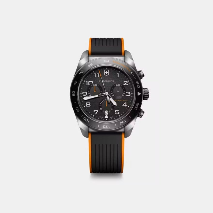 Victorinox Swiss Army Chronograph Black Matt Dial Rubber Men's Watch 242050