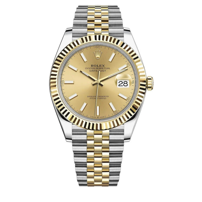 Rolex Datejust 41mm Two-Tone Yellow Gold Fluted Bezel Champagne Index Dial Jubilee New 2025 - 126333