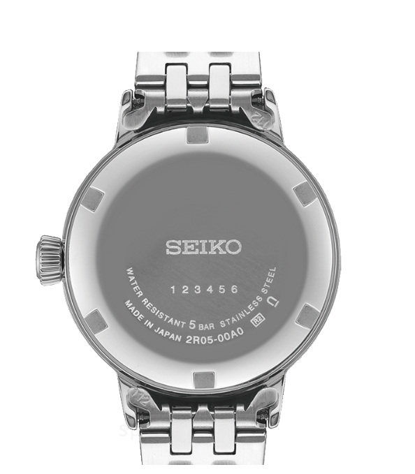 Seiko Presage Cocktail Time Automatic Silver Bracelet Blue Textured with Pressed Pattern dial Stainless Steel Case Women's Watch SRE007