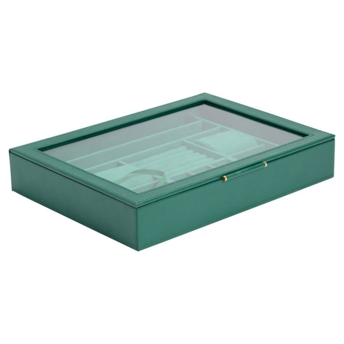 Wolf Sophia Forest Green Jewelry Box with Window 392412