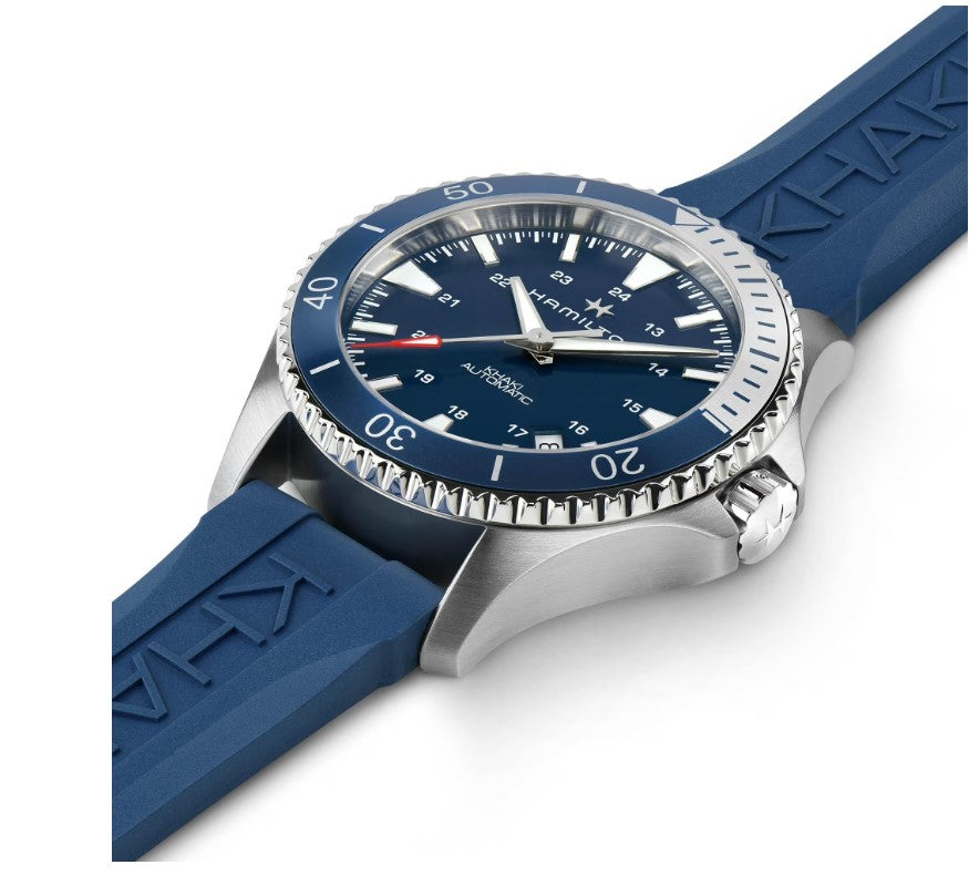 Hamilton Khaki Navy Scuba Auto Blue Dial Blue Rubber strap Round Stainless steel Case 40mm Men's Watch H82345341