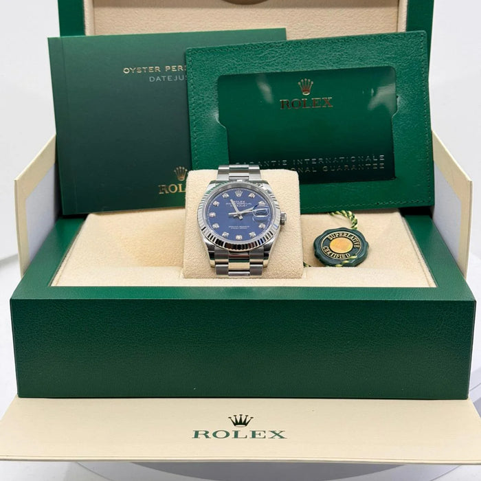 Rolex Datejust 41mm Fluted Bezel Blue Diamond Dial Oyster New 2025 - 126334
