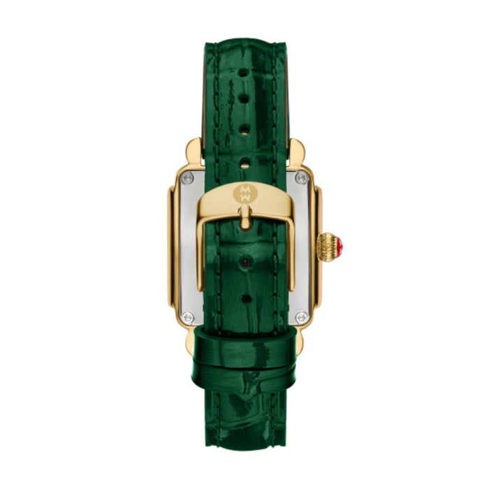 Michele Deco Sport Mid Gold-Plated Lush Green Leather Women's Watch MWW06H000002