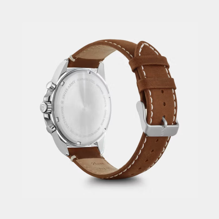 Victorinox Fieldforce Chrono Matt Blue Dial With Brown Leather Strap Men's Watch 241854