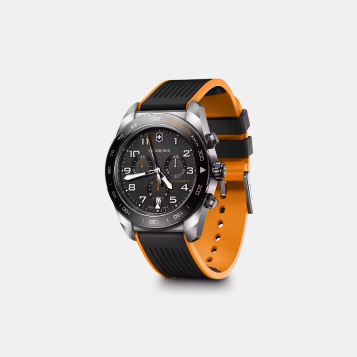 Victorinox Swiss Army Chronograph Black Matt Dial Rubber Men's Watch 242050