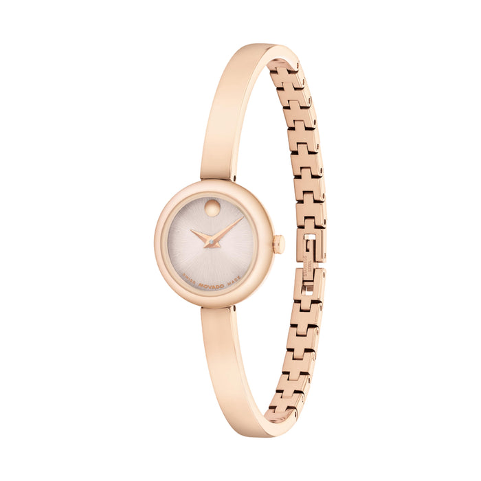 Movado Museum Bangle Warm Grey Dial Rose Gold Stainless Steel Women's Watch 0608064