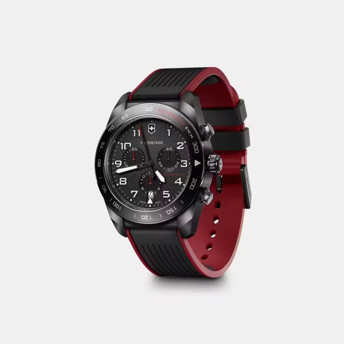 Victorinox Swiss Army Chronograph Black Matt Dial Rubber Men's Watch 242051