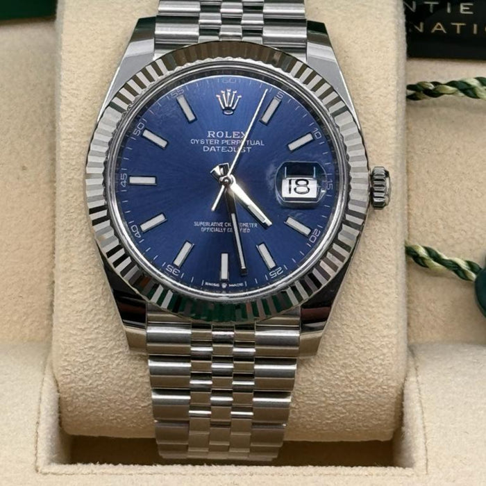 Rolex Datejust 41mm Fluted Bezel Blue Index Dial Jubilee New 2025 - 126334