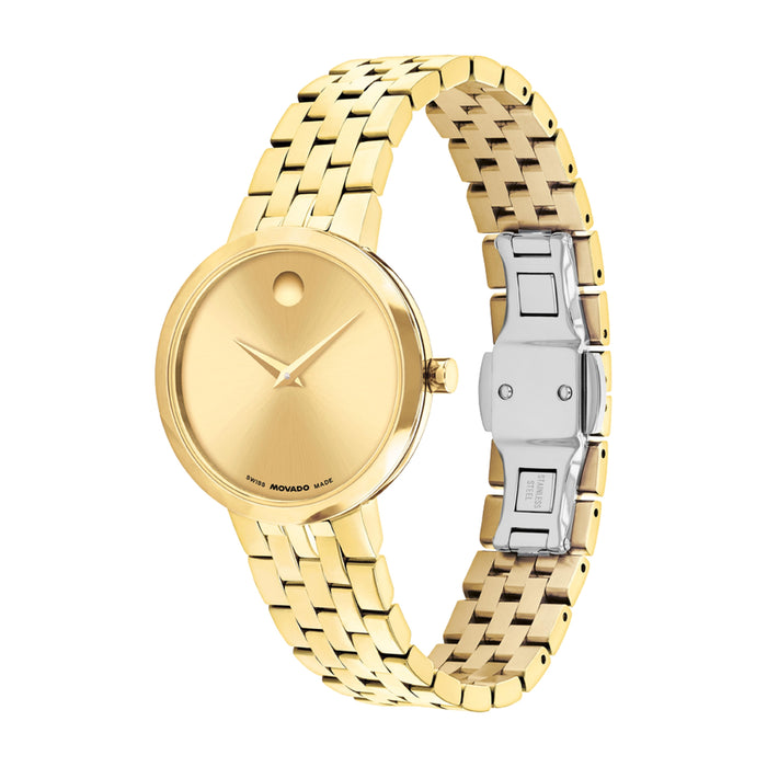 Movado Museum Classic Yellow Gold Dial Quartz & Stainless Steel Women's Watch 0608009