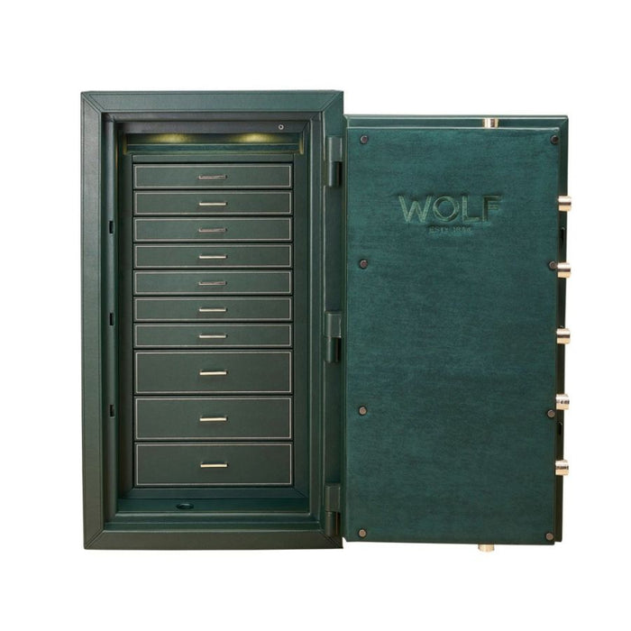 Wolf Athos Green Vegan Leather Watch Winder and Jewelry Safe 49000043