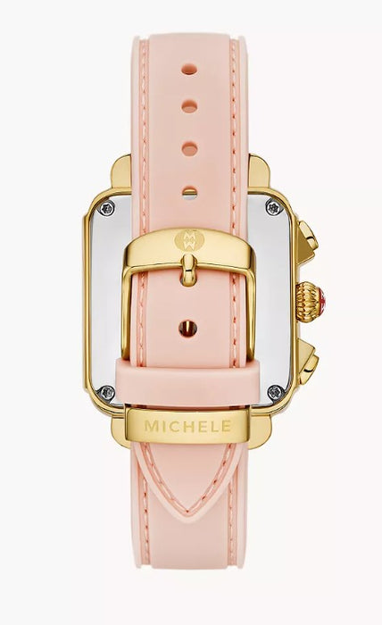 Michele Deco Sport Chronograph 18K Gold-Plated Ballet Pink Silicone Watch MWW06K000072