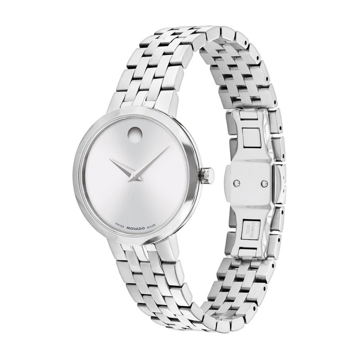 Movado Museum Classic Silver White Quartz Stainless Steel Women's Watch 0608004