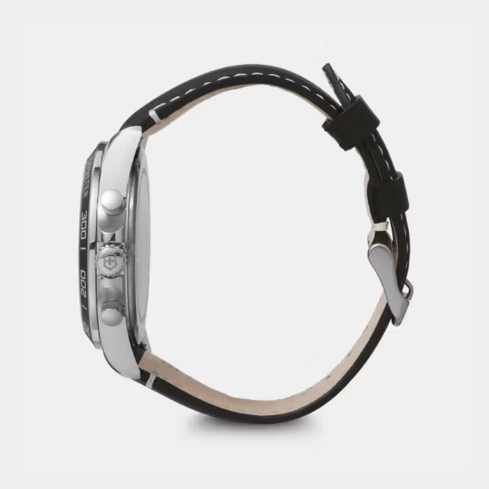 Victorinox Fieldforce Chrono Matt Black Dial With Leather Strap Men's Watch 241852