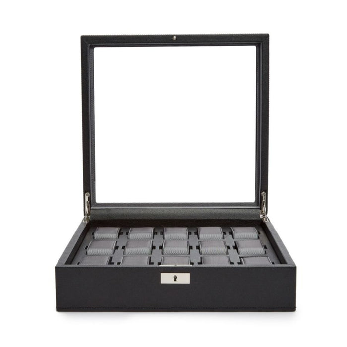 Wolf Classic 15 Piece Black Vegan Leather Watch Box 466302