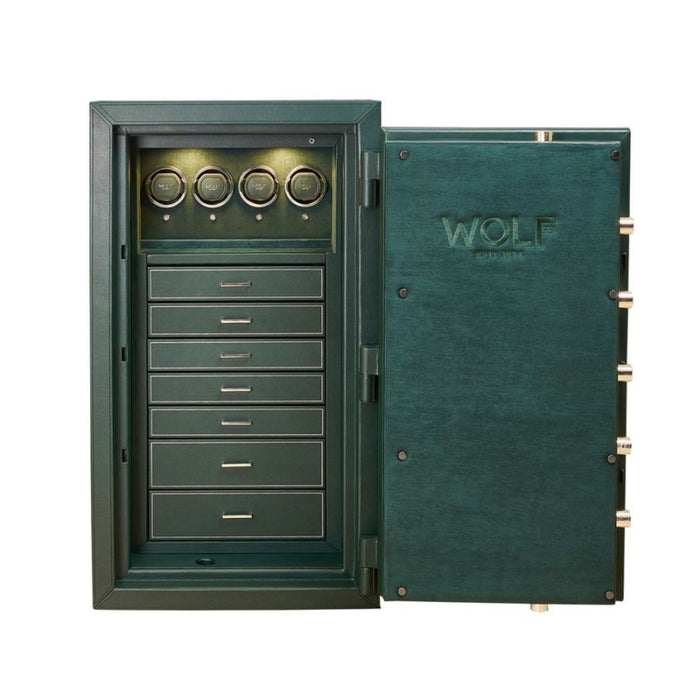 Wolf Athos Green Vegan Leather 4 Piece Watch Winder and Jewelry Safe 4900443
