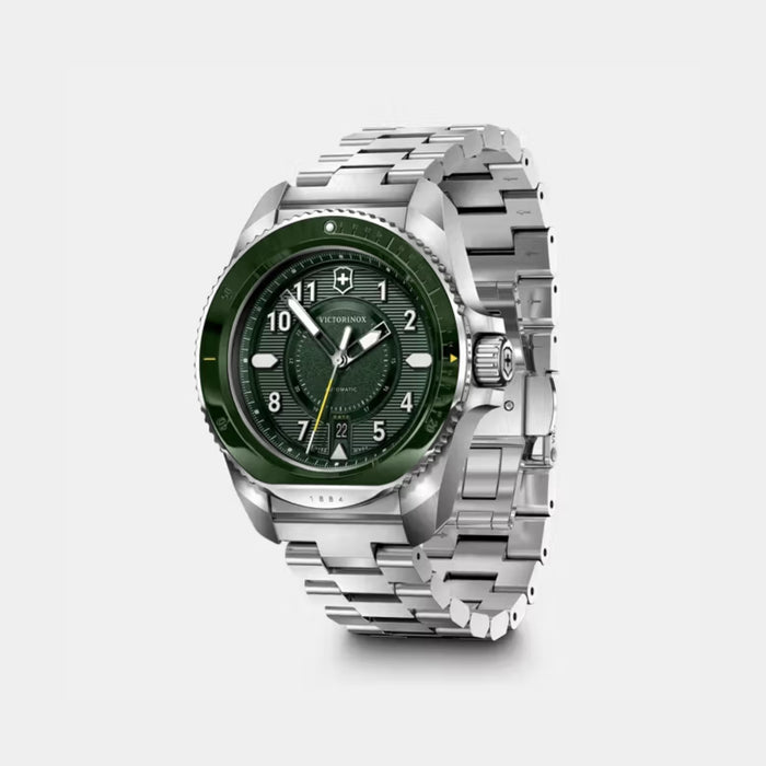 Victorinox Journey 1884 Automatic Matt Green Dial With Silver Bracelet Men's Watch 242015