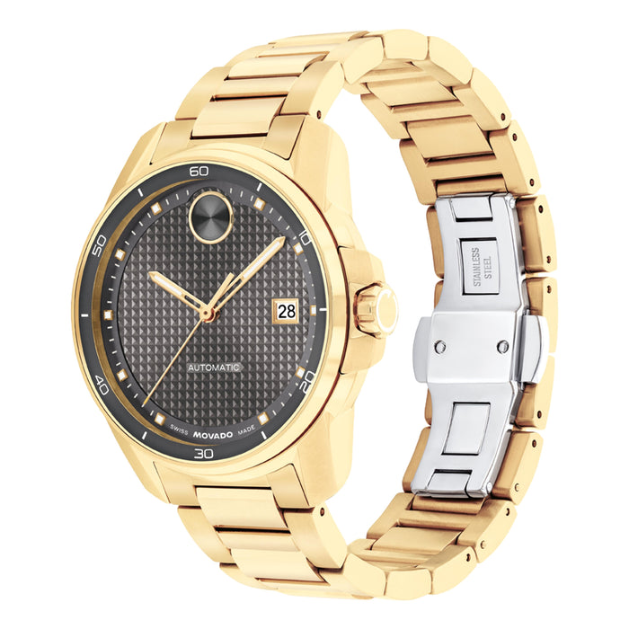 Movado Bold Verso Automatic Gunmetal Dial Gold Men's Watch 3600964