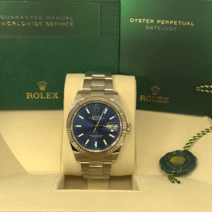 Rolex Datejust 41mm Fluted Bezel Blue Index Dial Oyster New 2025 - 126334