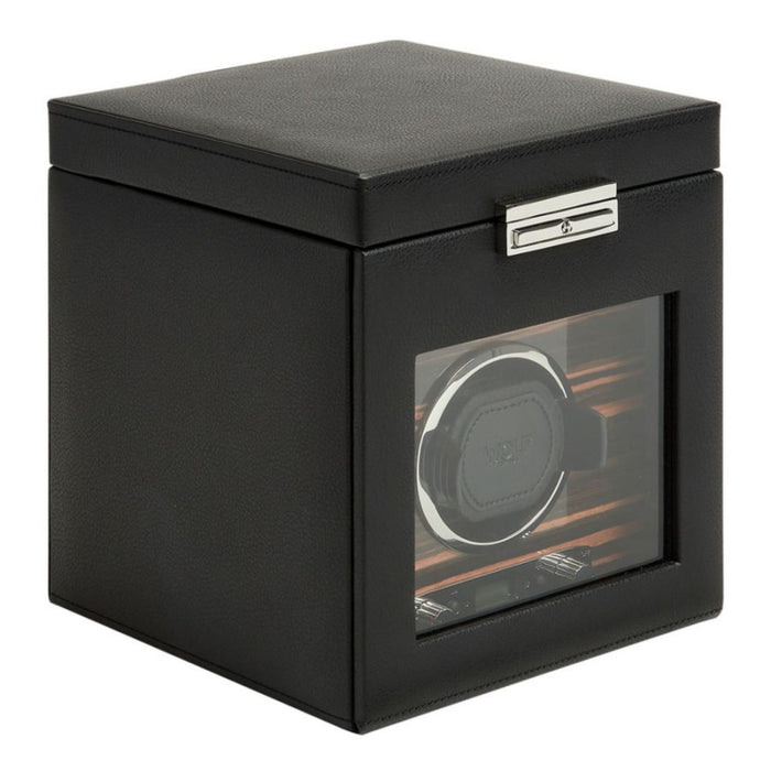 Wolf Roadster Single Polished Wood Watch Winder With Storage 457156