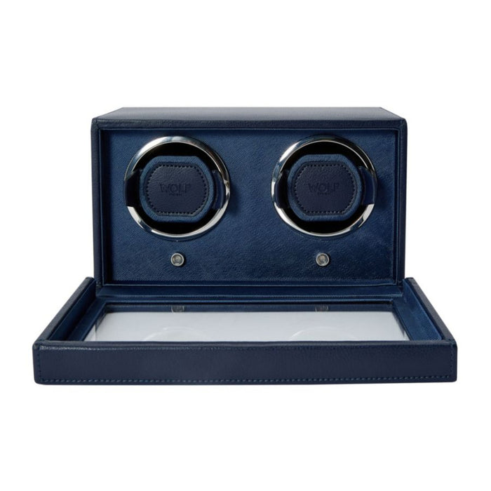 Wolf Cub Navy Double Watch Winder with Cover 461217