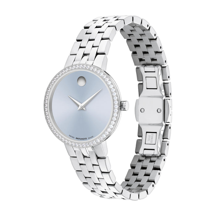 Movado Museum Classic Light Blue Quartz Stainless Steel Women's Watch 0608066