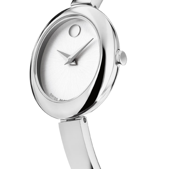 Movado Museum Bangle Silver White Dial Stainless Steel Women's Watch 0608070