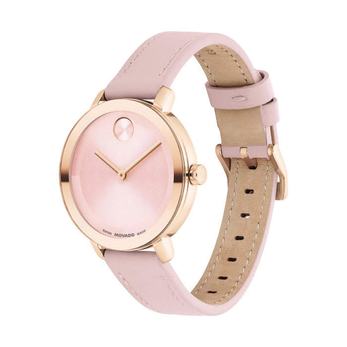 Movado Bold Evolution 2.0 Pink Dial Violet Leather Women's Watch 3601261
