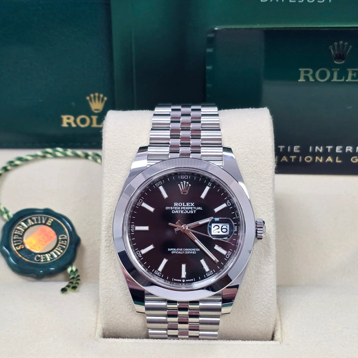 Rolex Datejust 41mm Smooth Bezel Black Index Dial Jubilee New 2025 - 126300