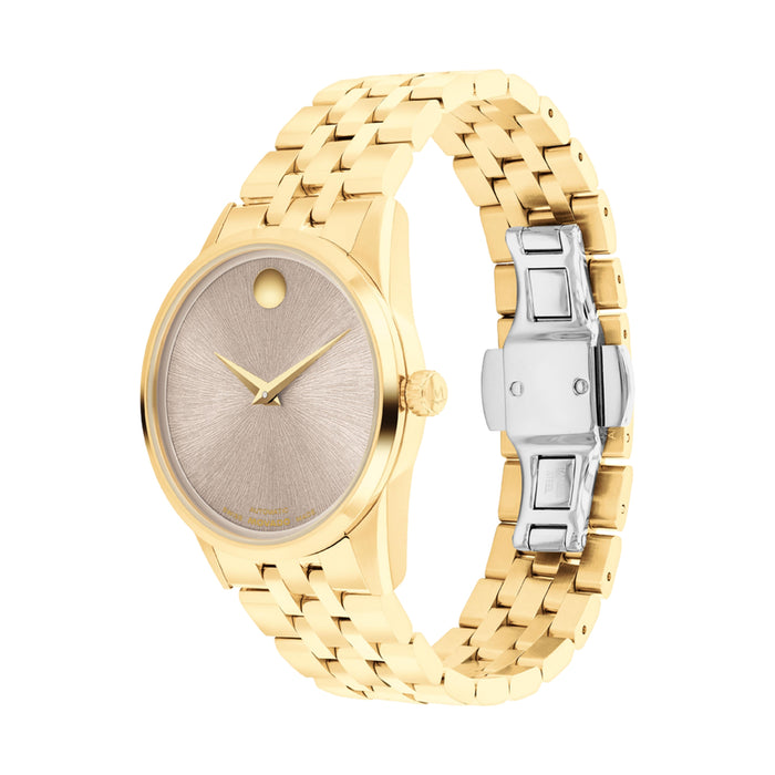 Movado Museum Classic Automatic Warm Grey Dial Yellow Gold Women's Watch 0608002