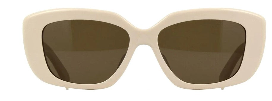 Celine Triomphe CL40216U 25E  Shiny White/Brown Geometric Women's Sunglasses