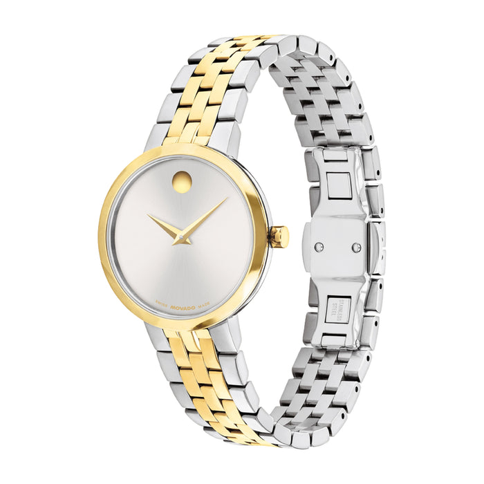 Movado Museum Classic Silver White Dial Quartz Yellow Stainless Steel Women's Watch 0608007