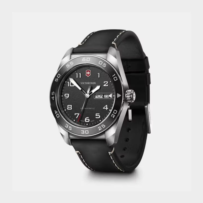 Victorinox Swiss Army Chronograph Matt Black Dial Leather Quartz Men's Watch 242041