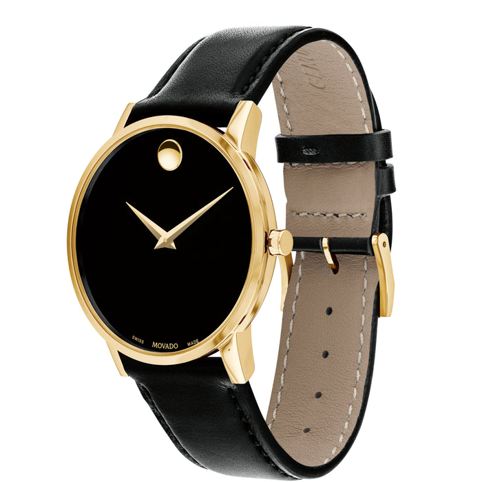 Movado Museum Classic Black Dial Calfskin Strap Unisex's Watch 0607271