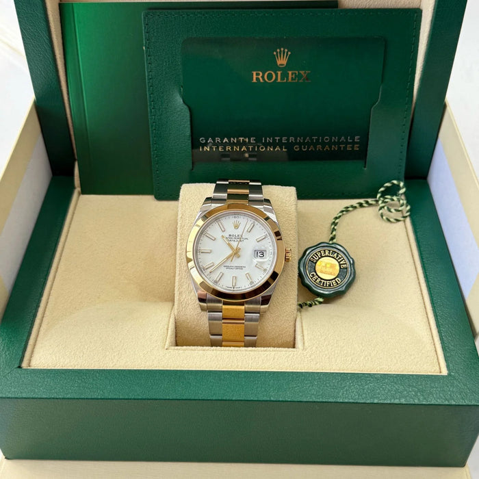Rolex Datejust Two-Tone Yellow Gold Smooth Bezel White Index Dial New 2025 - 126303