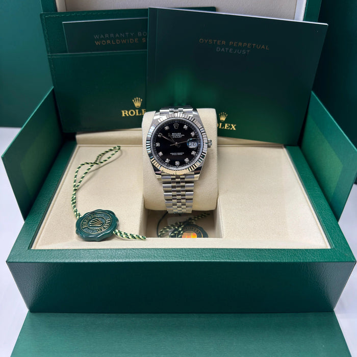Rolex Datejust 41mm Fluted Bezel Black Diamond Dial Jubilee New 2025 - 126334
