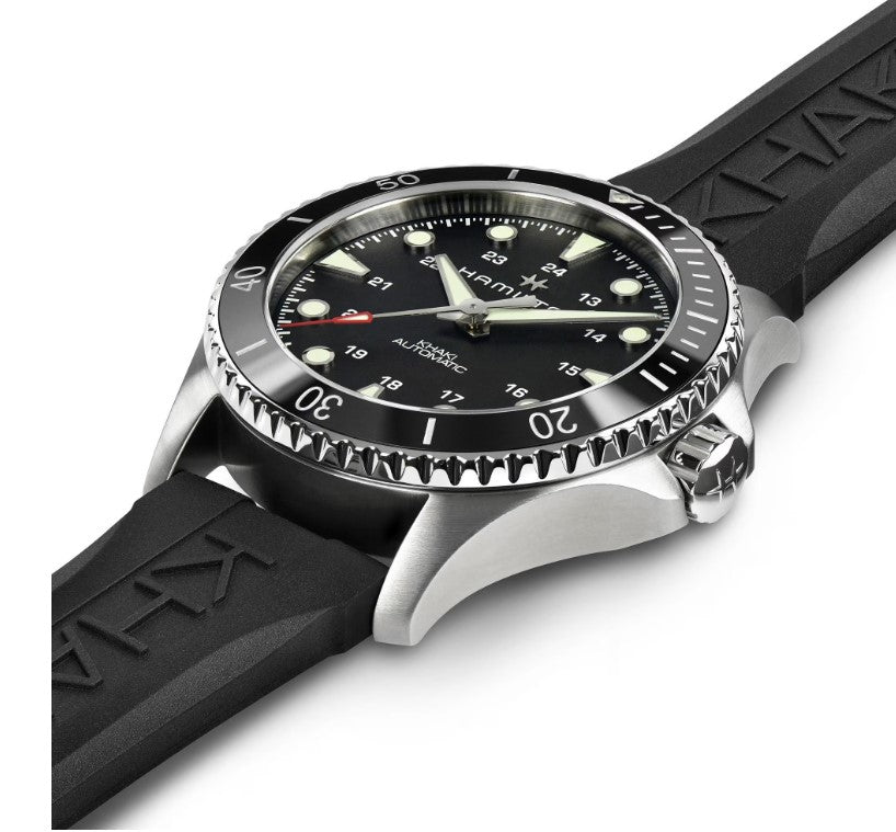 Hamilton Khaki Navy Scuba Auto Black Dial Black Strap Round Stainless Steel Case 43mm Men's Watch H82515330