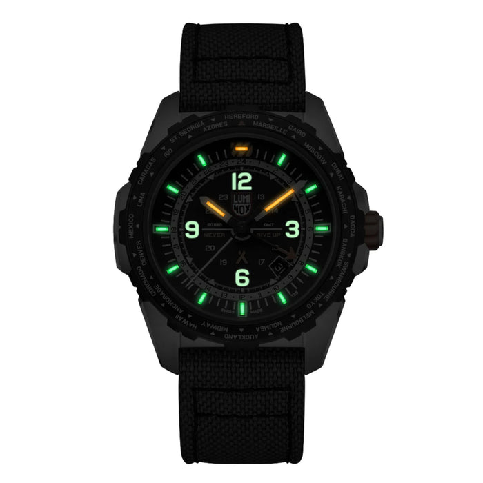 Luminox Bear Grylls 45mm Survival Pilot Black Dial With Orange-Tipped GMT Hand Men's Watch XB.3761
